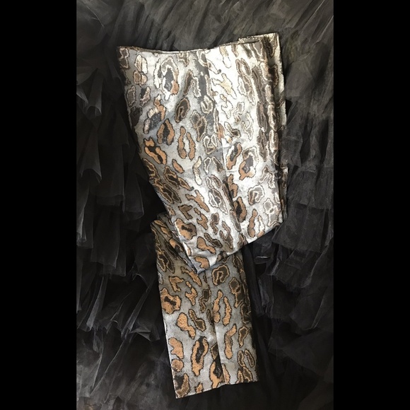 VINCE CAMUTO Sophisticated Women’s Metallic Jacquard Leopard Trouser EUC… - Picture 2 of 11